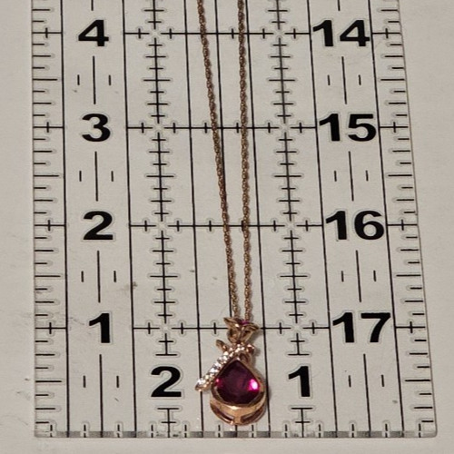 Affy Simulated Ruby Birthstone Rose Teardrop 14K … - image 6