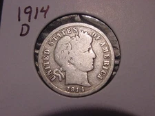 1914-D BARBER DIME G VG ORIGINAL COIN POPULAR DATE PQ SHIPS FREE