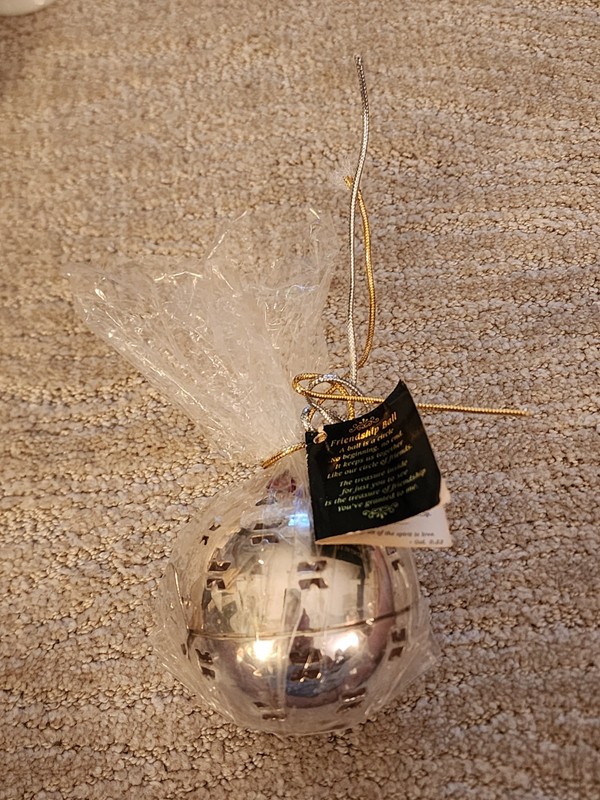 775.  Vintage Silver plated Friendship Pomander Potpourri Ball Ornament