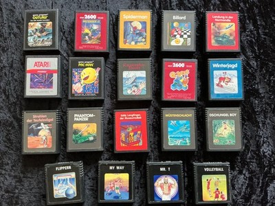 Atari 2600 19 Spiele Konvolut + Anleitungen Spider-Man Q*bert Pac-Man Retro