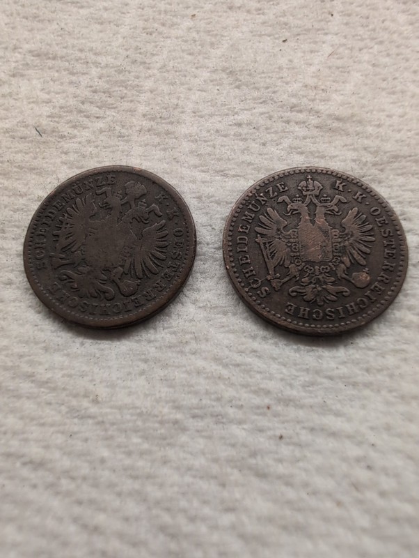 Lot of 2 Austrian 1 Kreuzer, Copper, 1881 in F  condition, 1885 in G condition