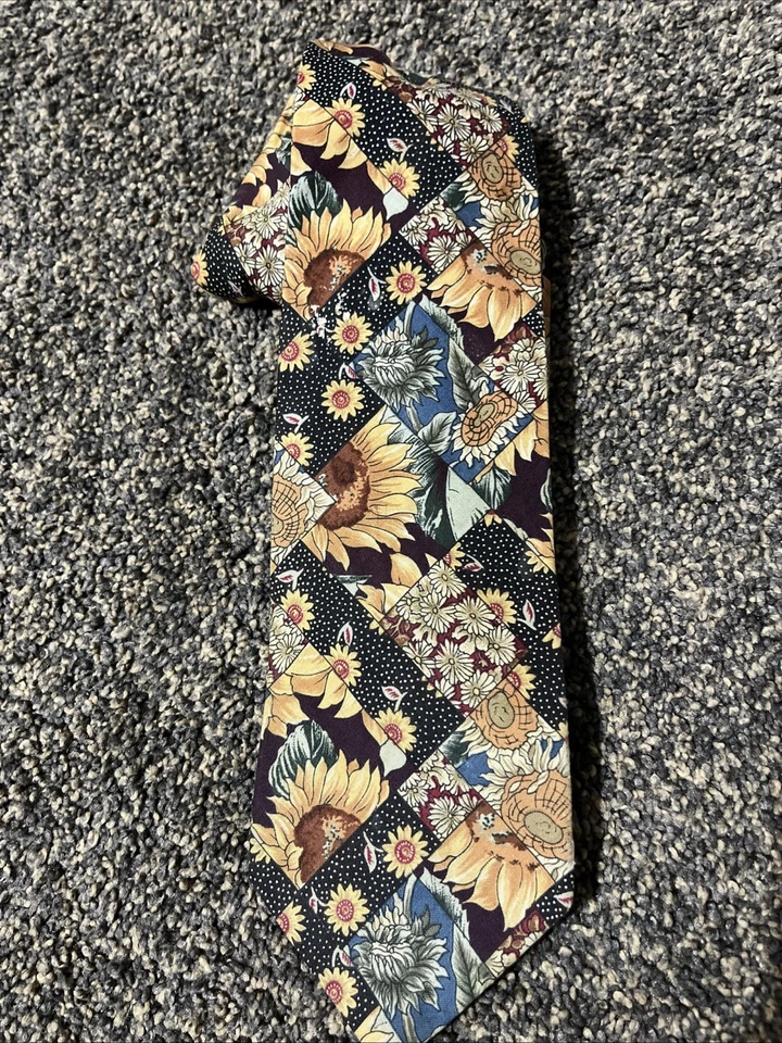 Vintage American Eagle Outfitters Floral Geometric Design Mens Neck Tie Cotton - Image 3 of 4
