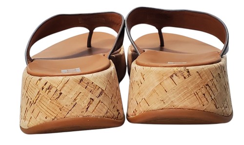 FitFlop Silver Thong Flip Flop Sandals Sz 9 Cork Platforms # FT7-A68 - Picture 4 of 16