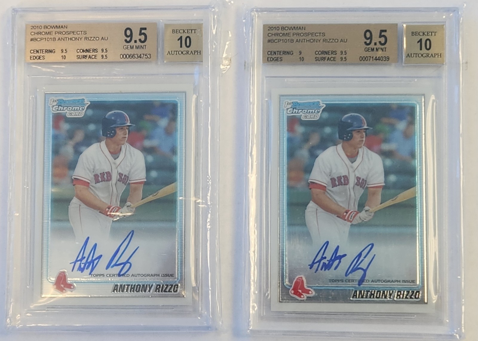 2 - 2010 Bowman Chrome Prospects Auto Anthony Rizzo #BCP101 BGS 9.5 GEM MINT
