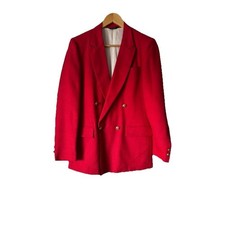 Vintage Women's Double Breasted Blazer - Bold Vibrant Red Gold Buttons