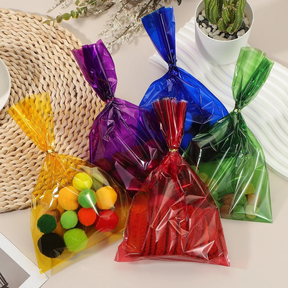 Bolsas de golosinas 100 piezas bolsas de regalo de dulces de 9x6 pulgadas con lazos rojos Foto 4 de 4