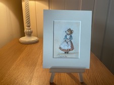 Original Aquarell Gemälde von Toni Niedliche kleine Maus 