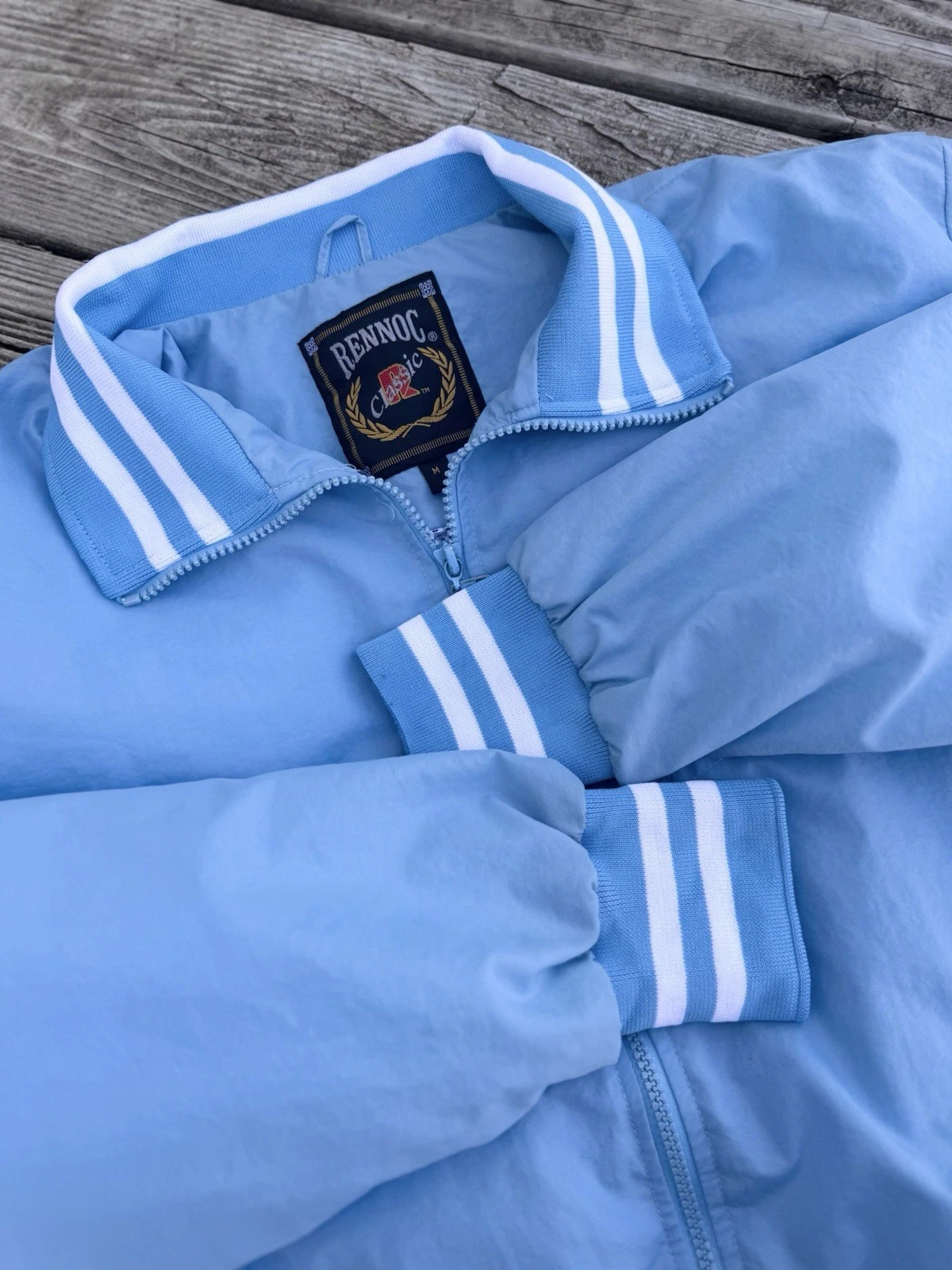 Rennoc Classic Windbreaker Jacket Mens Medium Light Blue Full Zip Style