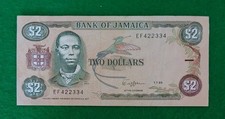 1989Jamaica 2 Dollars Banknote Note Bill Currency Circulated XF Condition 