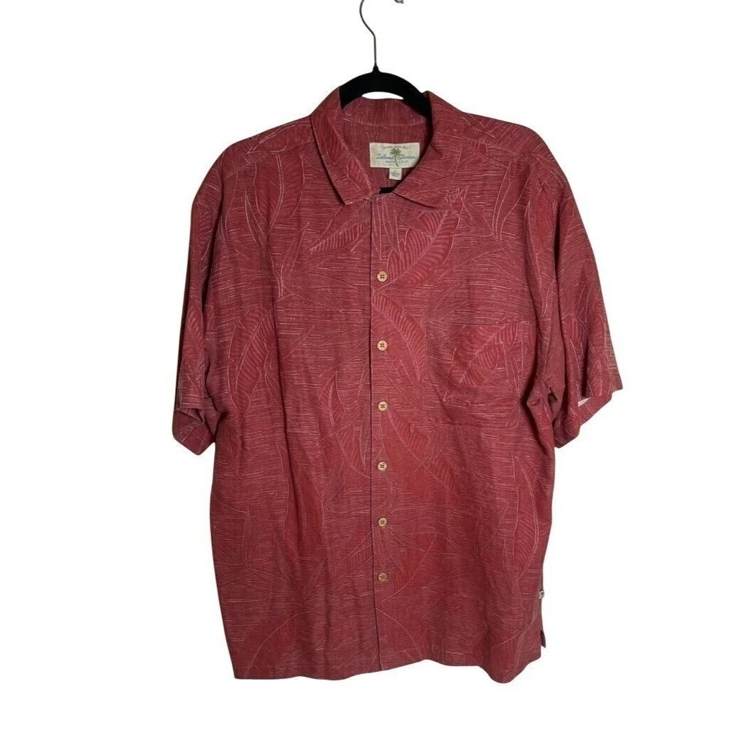 Island Shores Silk Shirt Red Tropical Button Up Wooden Buttons Men's Large
Opens in a new window or
