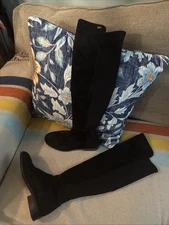 Stuart Weitzman 5050 Black Suede Over The Knee Tall Boots Women 7 Back Stretch