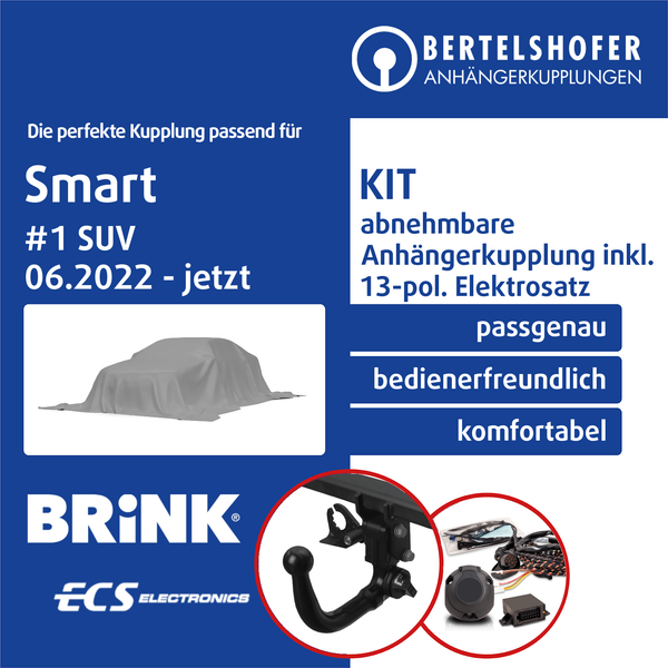 FüR Smart #1 SUV 06.2022-Jetzt AHK Abnehmbar +13Pol Spezifisch E-Satz NEU TOP-image