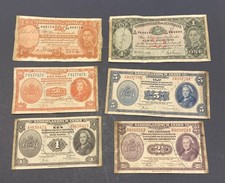 6 WWII SHORT SNORTER BANK NOTES  2 AUSTRALIA & 4 NETHERLAND EAST INDIES