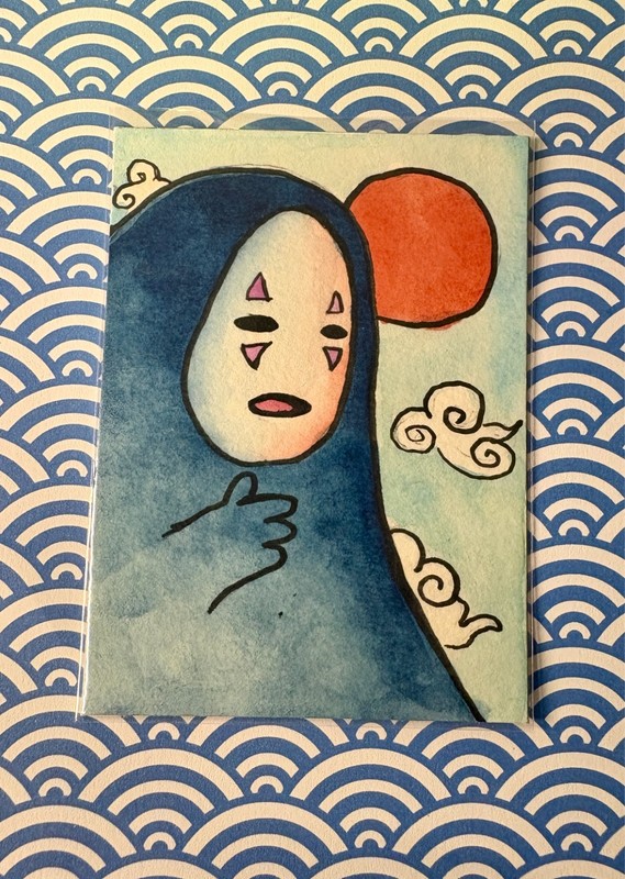 Spirited Away Fan Art No Face Wave ACEO Painted Art Card by KayshaLacyArt