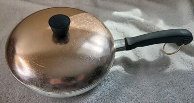 Vintage Wear-Ever Hallite USA Aluminum Skillet Pan with Rose Gold Lid 