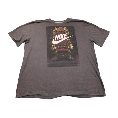 Nike Mens XXL Grey King Graphic T-Shirt With Throne Print