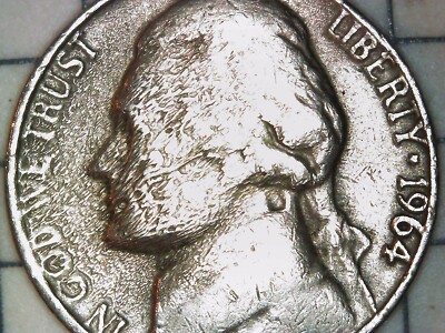 1964 P Major Obverse Die Error - See Pictures - Shows Major Radial Flow Lines J9