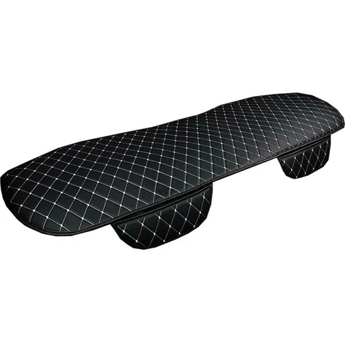 Black White Car Seat Cover Breathable PU Leather Mat for Rear Back Seat Cushion  - Imagen 2 de 11