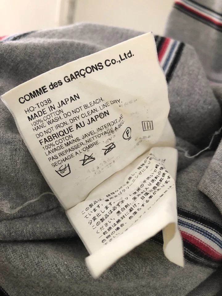 COMME des GARCONS HOMME Camiseta Rayas Gris Negro Blanco M Foto 4 de 4
