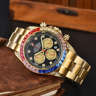Men's all-steel three-eye quartz watch 100m waterproof NEW