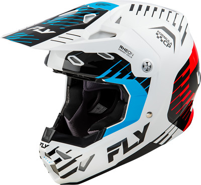 FLY Racing 2025 Formula CP Slice Offroad Motocross Helmet White/Red/Cyan