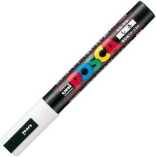 Uni Posca PC5M.1 Water-Based Paint Marker, Medium Point, White