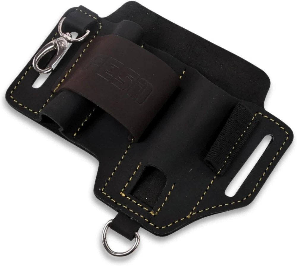 Multi Tool Utility Belt Sheath Black Top Grain Leather EDC Pouch Organizer Mens