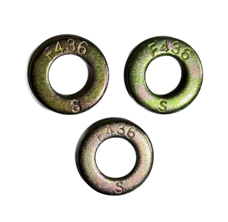 100-Pack 7/16" F436 SAE Grade 8 Flat Washers - Yellow Zinc Plated, Hardened