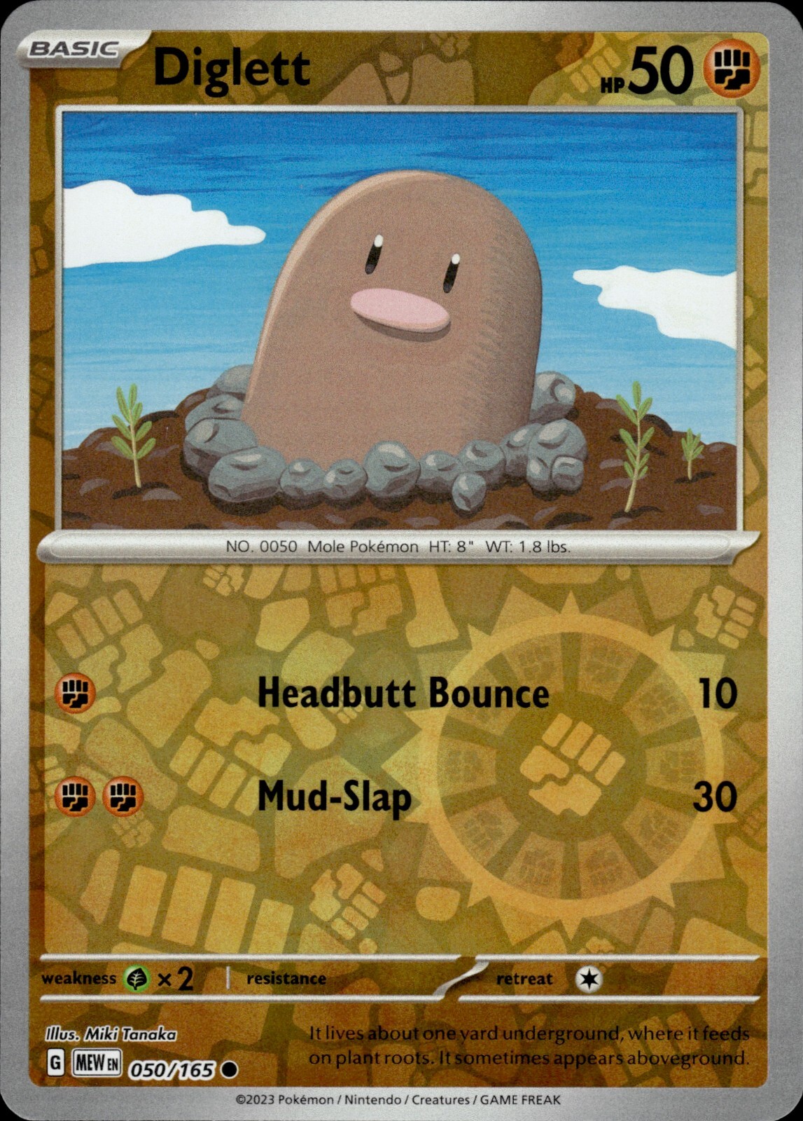 Pokemon Near Mint 151 Reverse Holo Diglett 050/165