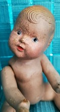 Vintage Vtg Composition Germany Baby Doll Jointed TLC Creepy Haunted Clothes