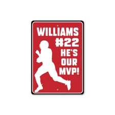 Personalized Football MVP Plaque Gift Custom Player Name & Number Metal Sign