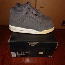 Nike Air Jordan III 3 Retro Wool Dark Grey/Sail Wool 861427-004 GS SIze 6y Shoes