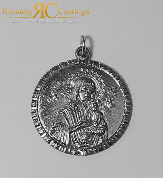 925 Round St Christopher Pendant Solid Sterling STAMPED 925 Silver 6.6g 27mm