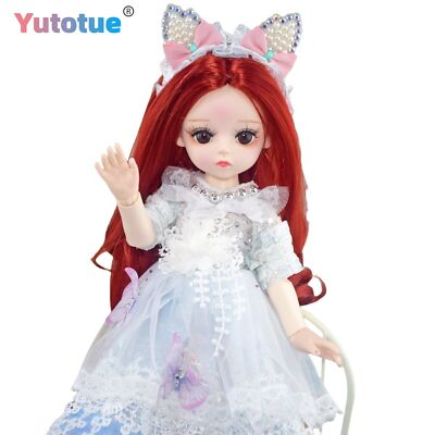 Yutotue 1/6 BJD Doll Toy 12 inch Cute Girl Doll with Red Curly Wig Dress Shoes