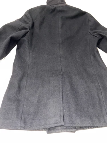 Vtg 1974 US Navy Peacoat 40R Black Melton Wool Pewter Buttons USN 70s Overcoat image 4