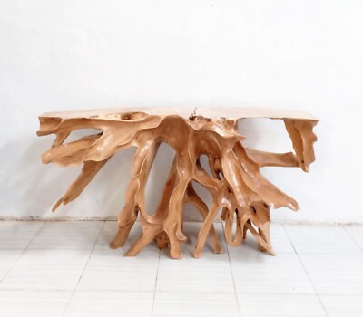 59'' Teak Root wood Console Table Carved, One-of-a-kind functional
