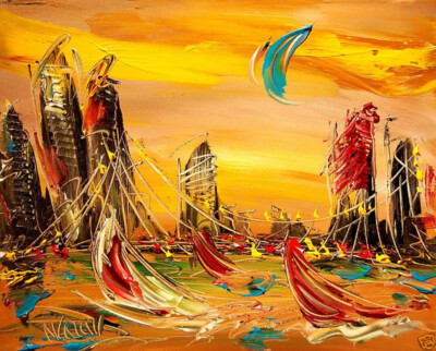 Gorgeous Painting  Canvas Expressionist Modern Art  Stretched BUY IT NOW Y4t54Rt