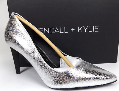 NEW! KENDALL + KYLIE Women's MYRA Pump, Heels Shoes Size 6.0 Med, Silver Leather