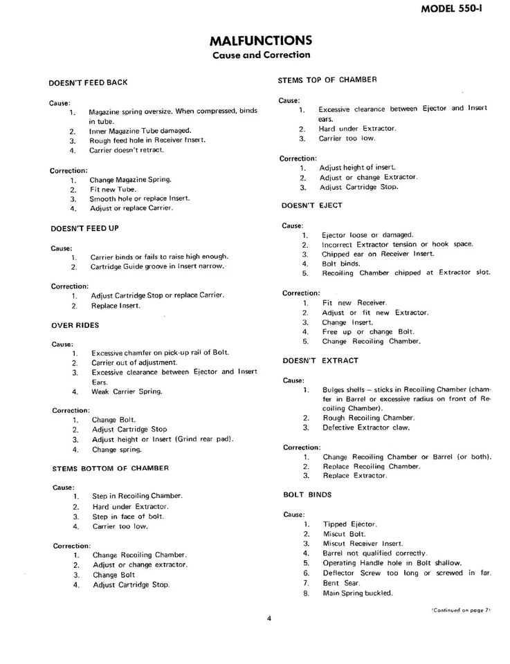 Manual de armero Remington® modelo 550-1 - Manual de servicio de campo Foto 2 de 3