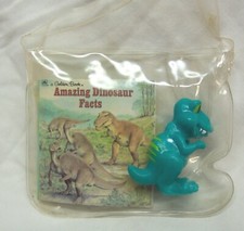 Vintage MINI Golden Book AMAZING DINOSAUR FACTS W/ 2" PLASTIC DINOSAUR TOY