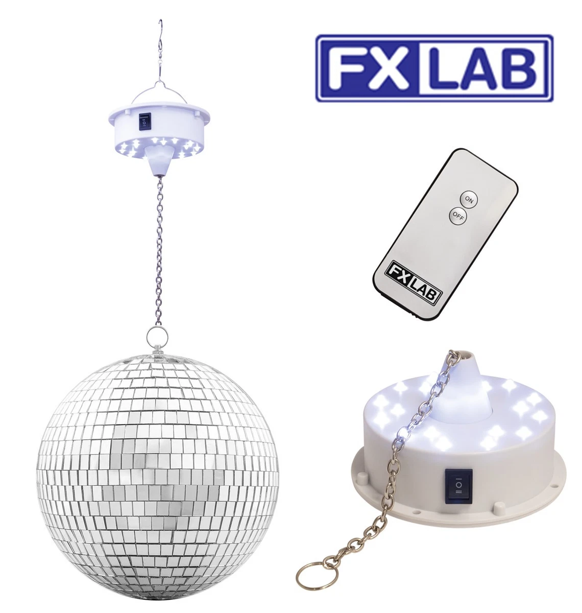 Rotating GLITTER MIRROR BALL Silver 20cm 8