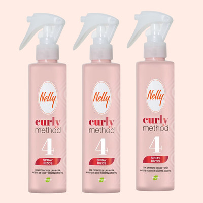 Nelly Curly Method 4 Spray   6.76 oz, Soft Hold & Radiant Finish (3-Pack)