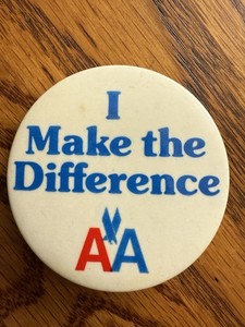 Vintage American Airlines Pin Lapel Tote Red White Blue “ I Make The Difference