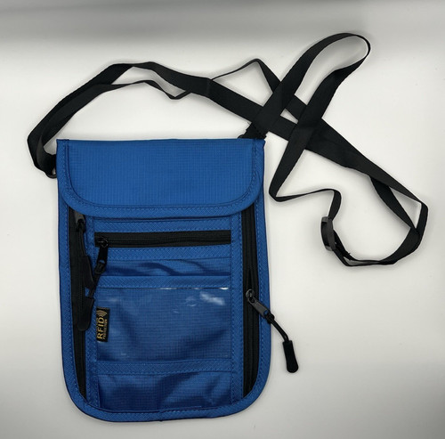 RFID-Blocking Technology Travel Neck Wallet Blue Travel Anti-Theft Security