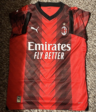 PUMA AC Milan Soccer Jersey Shirt Red/Black Size M 2023/2024