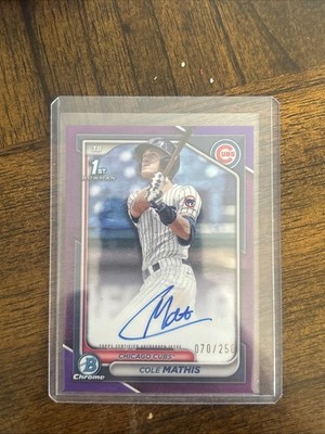 2024 Bowman Draft - Chrome Prospect Autographs Cole Mathis #CPA-CMS Purple /250