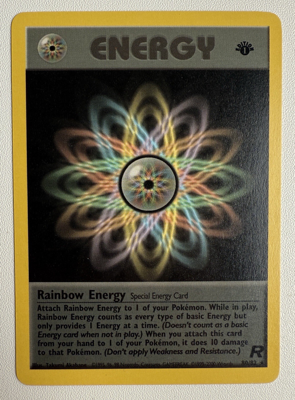 RAINBOW ENERGY - 80/82 - 1st Edition Team Rocket - Rare - Pokemon TCG Card - NM