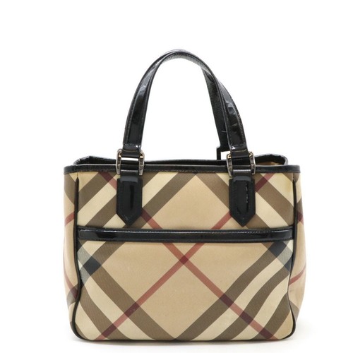 BURBERRY House Check Pattern Tote Bag Handbag PVC Enamel Patent Le... GZl15gcr