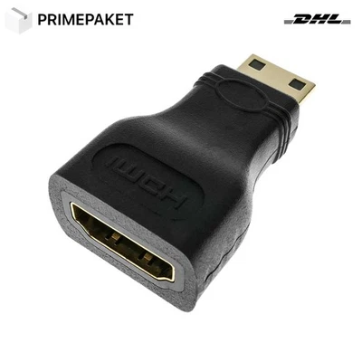 PRIMEHDMI HDMI auf mini HDMI Adapter Typ A Buchse zu Typ C Stecker Vergoldet 24K Premium