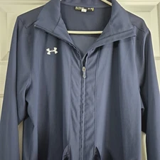 Under Armour Pre Game Woven Jacket Women XL Navy 1258832 Full Zip Pockets 
